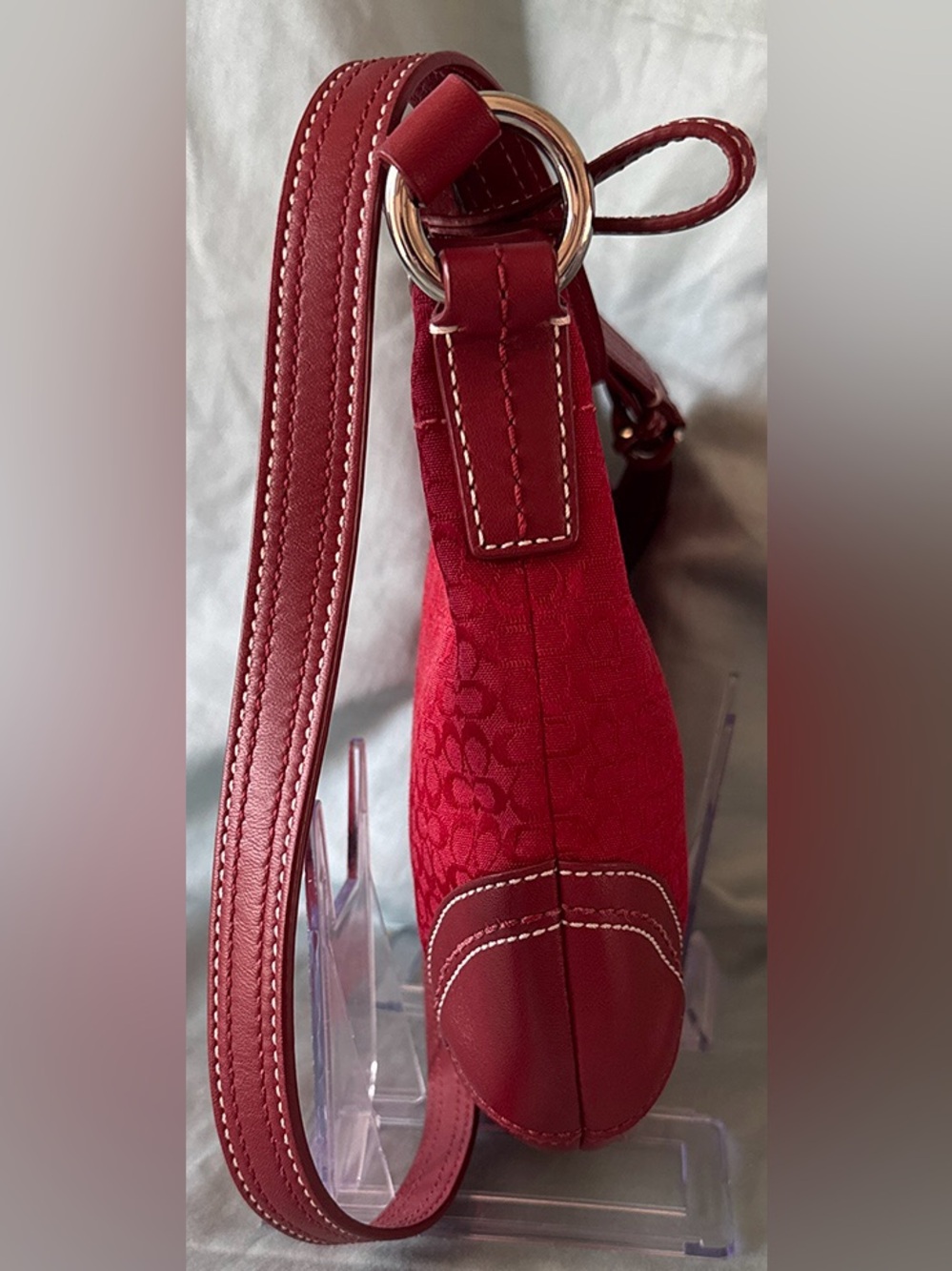 Coach Mini Soho Vintage Y2K Cherry Red Canvas Signature Monogram Crossbody - Picture 4 of 8